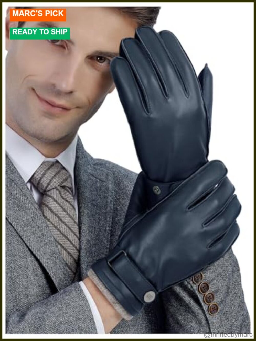 Genuine Sheepskin Leather Touchscreen Driving Gloves Wool Lined Winter Warm